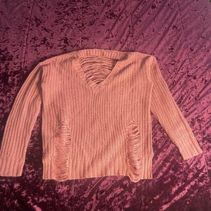 Mauve Distressed Sweater - L